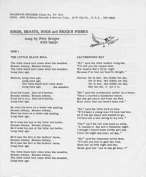 Pete Seeger : Birds, Beasts, Bugs & Bigger Fishes (LP, Album, RE)