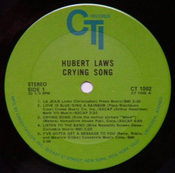 Hubert Laws : Crying Song (LP, Album)