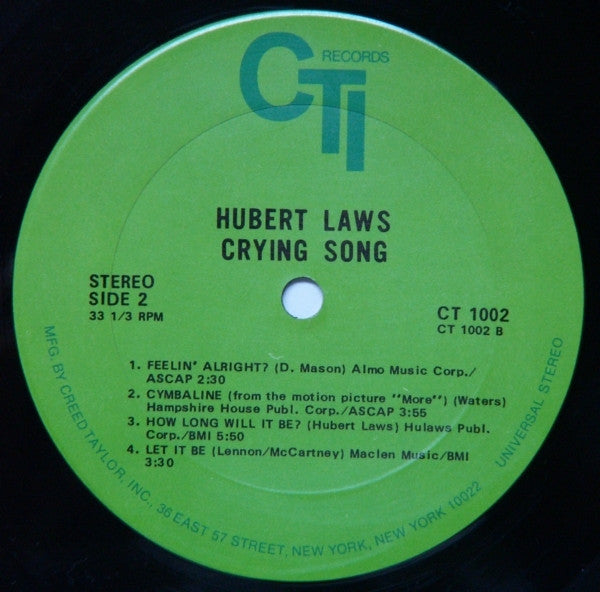 Hubert Laws : Crying Song (LP, Album)