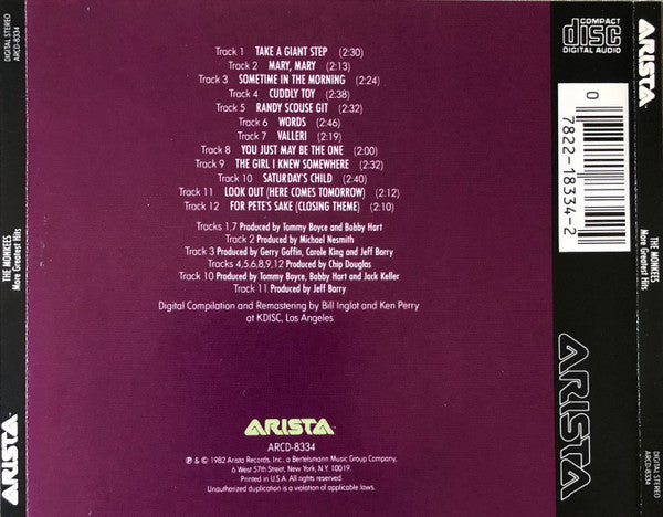 The Monkees : More Greatest Hits (CD, Comp, RM)