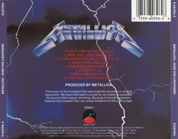 Metallica : Ride The Lightning (CD, Album, RE, RM)
