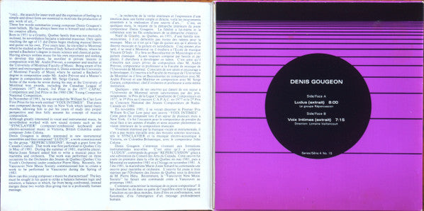 Denis Gougeon : Portrait Musical / Musical Portrait (7", Single, Gat)