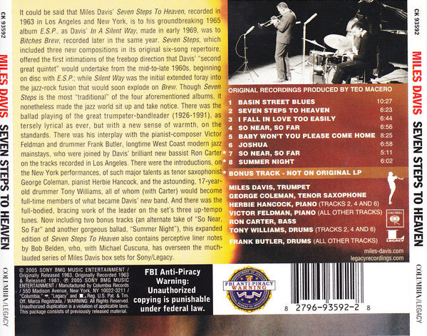 Miles Davis : Seven Steps To Heaven (CD, Album, RE, RM)