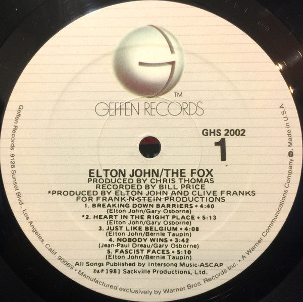 Elton John : The Fox (LP,Album)