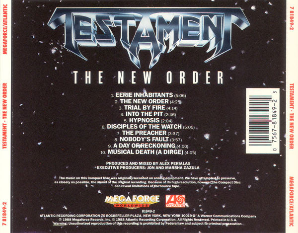 Testament (2) : The New Order (CD, Album)