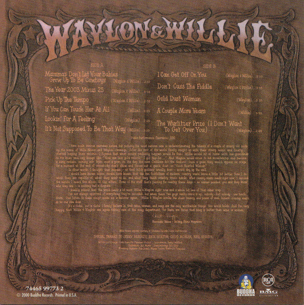 Waylon Jennings & Willie Nelson : Waylon & Willie (CD, Album, RE)
