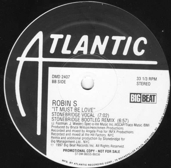 Robin S. : It Must Be Love (2x12", Promo)