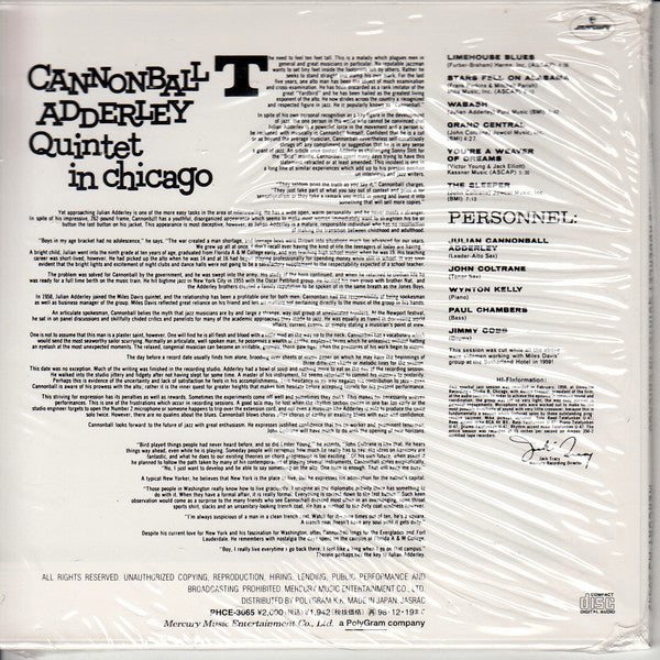 The Cannonball Adderley Quintet : In Chicago (CD, Album, Ltd, RE, RM, Car)