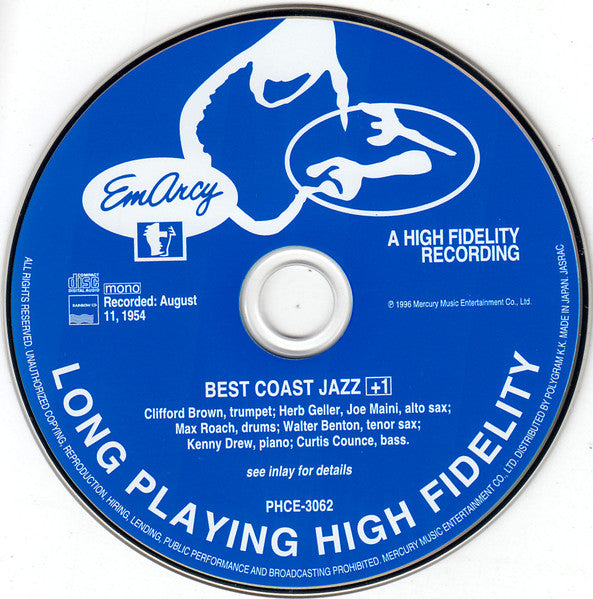 Max Roach, Herb Geller, Walter Benton, Joe Maini, Clifford Brown : Best Coast Jazz (CD, Album, Ltd, RE, RM, Pap)