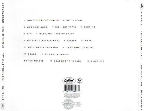 Sam Smith (12) : The Thrill Of It All (CD, Album, S/Edition, Tar)