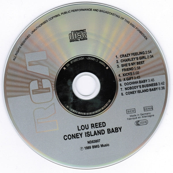Lou Reed : Coney Island Baby (CD, Album, RE, RM, RP)