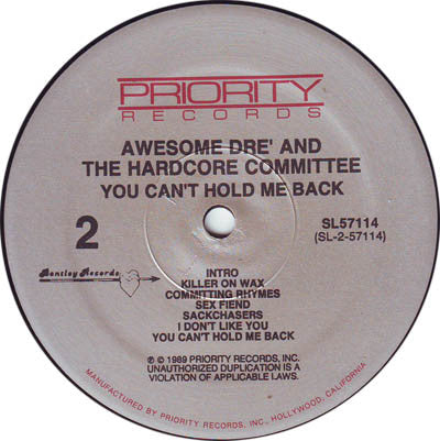 Awesome Dré & The Hardcore Committee : You Can't Hold Me Back (LP, Album)