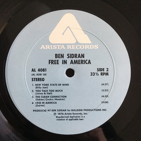 Ben Sidran : Free In America (LP, Album)