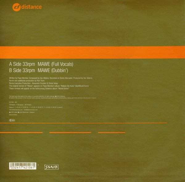 Papa Wemba Présente Nouvelle Ecrita : Mawe (Ron Trent Remixes) (12")