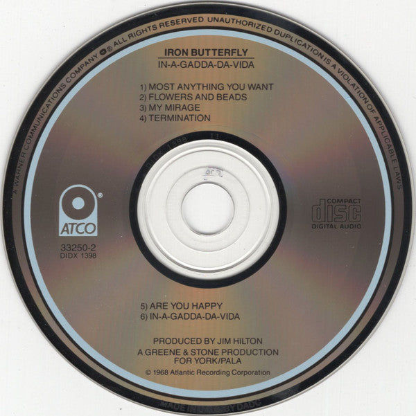 Iron Butterfly : In-A-Gadda-Da-Vida (CD, Album, RE, DAD)