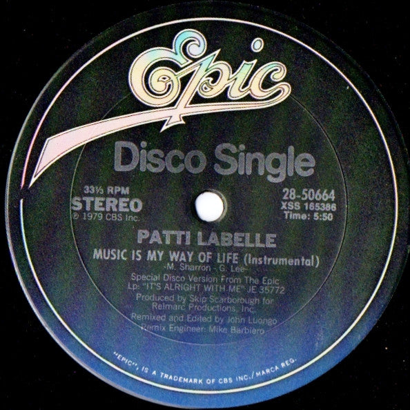 Patti LaBelle : Music Is My Way Of Life (12", Single)