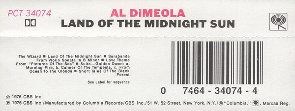 Al Di Meola : Land Of The Midnight Sun (Cass, Album, RE)