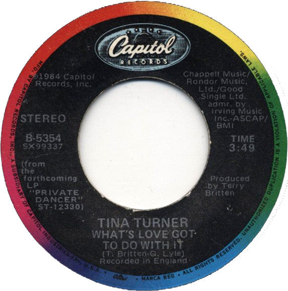 Tina Turner : What's Love Got To Do With It (7", Single, Win)