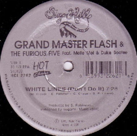 Grandmaster Flash & The Furious Five Feat. Melle Mel & Duke Bootee / Melle Mel & Duke Bootee : White Lines (Don't Do It) / Message II (Survival) (12",33 ⅓ RPM)
