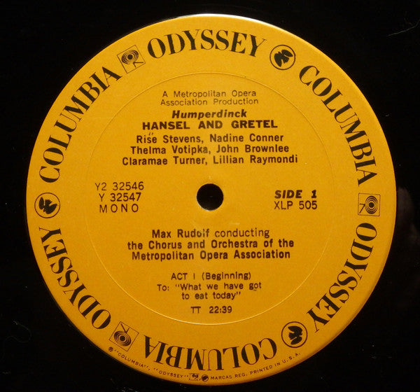 Engelbert Humperdinck (2), Max Rudolf Conducting The Orchestra Of The Metropolitan Opera Association Of New York, Chorus Of The Metropolitan Opera Association Of New York, Risë Stevens, Nadine Conner, Thelma Votipka, John Brownlee, Claramae Turner, Lillia : Hansel and Gretel (LP,Album,Mono)