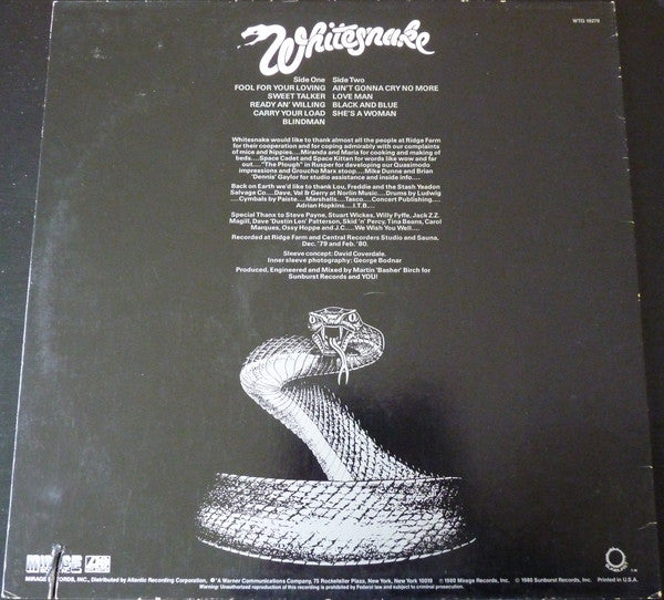Whitesnake : Ready An' Willing (LP, Album)