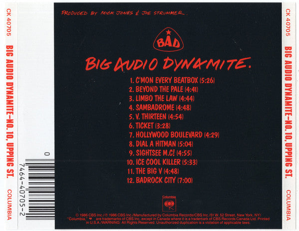 Big Audio Dynamite : No. 10, Upping St (CD, Album, RE)
