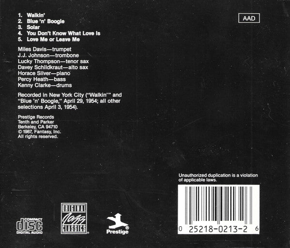 Miles Davis All Stars : Walkin' (CD, Album, RE, RM)