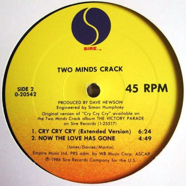Two Minds Crack : Cry Cry Cry (12", Maxi, All)