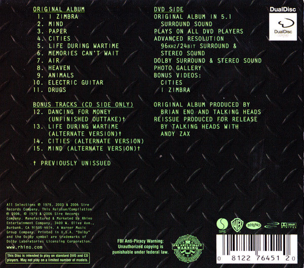 Talking Heads : Fear Of Music (Hybrid, DualDisc, Album, RM, Multichannel)