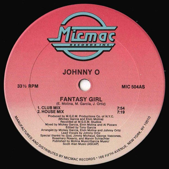 Johnny O : Fantasy Girl (12", RE, 166)