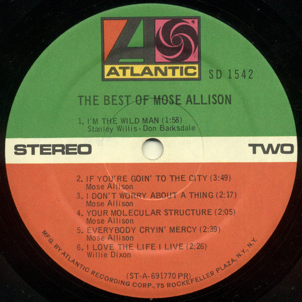 Mose Allison : The Best Of Mose Allison (LP, Comp, RE, Pre)