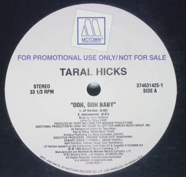 Taral Hicks* : Ooh, Ooh Baby (12", Promo)