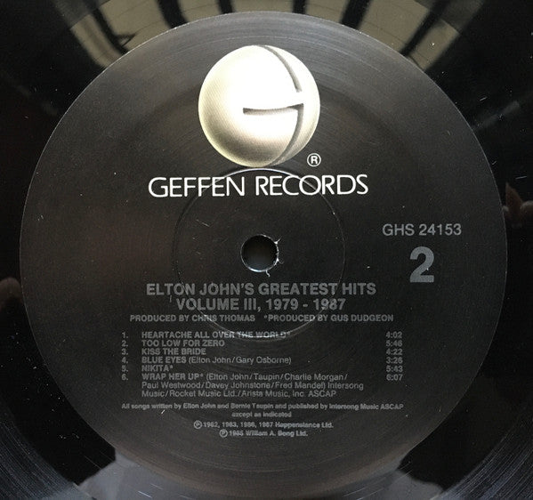 Elton John : Greatest Hits Volume III, 1979-1987 (LP, Comp)