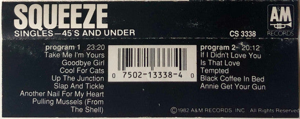 Squeeze (2) : Singles - 45's And Under (Cass, Comp, RE, R, )