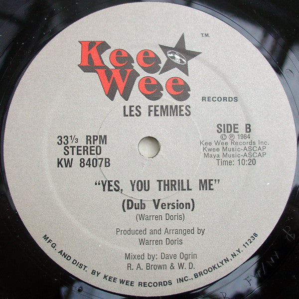 Les Femmes : Yes, You Thrill Me (12",33 ⅓ RPM,Stereo)