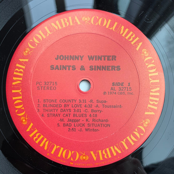 Johnny Winter : Saints & Sinners (LP, Album, RE, Car)