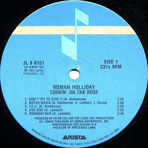 Roman Holliday : Cookin' On The Roof (LP, Album)