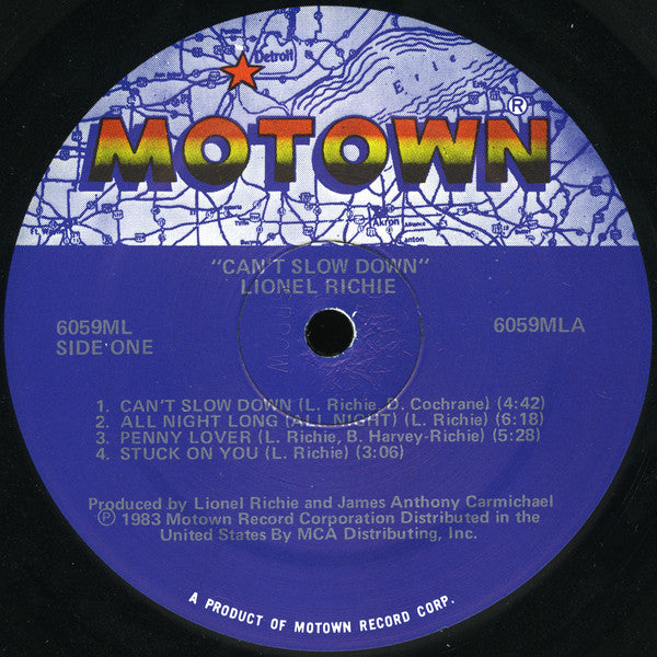 Lionel Richie : Can't Slow Down (LP, Album, SRP)