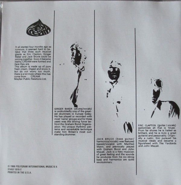 Cream (2) : Fresh Cream (CD, Album, RE, RM)