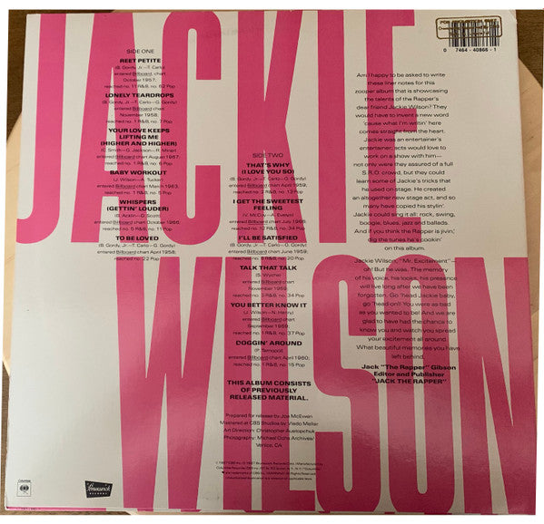 Jackie Wilson : Reet Petite - The Best Of Jackie Wilson (LP,Compilation,Stereo)