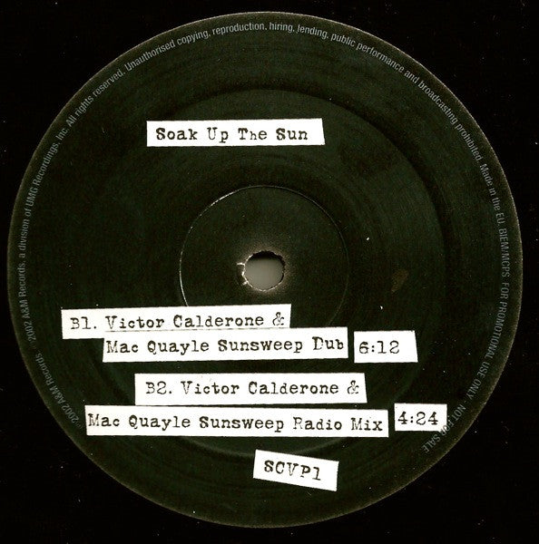 Sheryl Crow : Soak Up The Sun (Victor Calderone & Mac Quayle Mixes) (12", Promo)