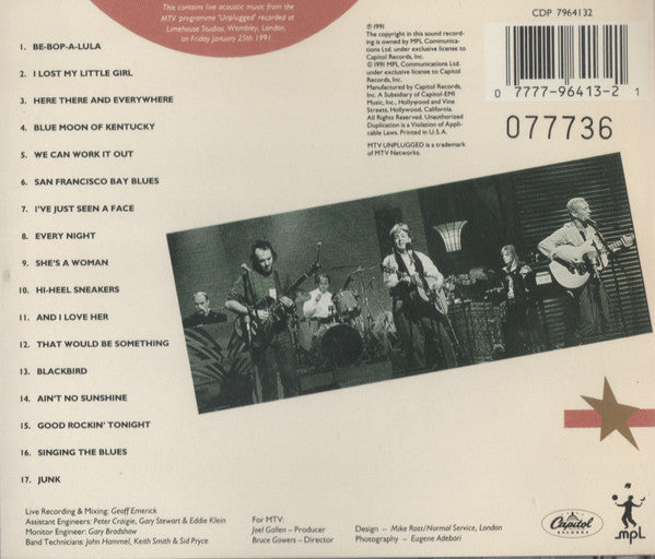 Paul McCartney : Unplugged (The Official Bootleg) (CD, Album, Num)