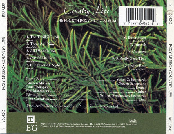 Roxy Music : Country Life (CD, Album, RE)