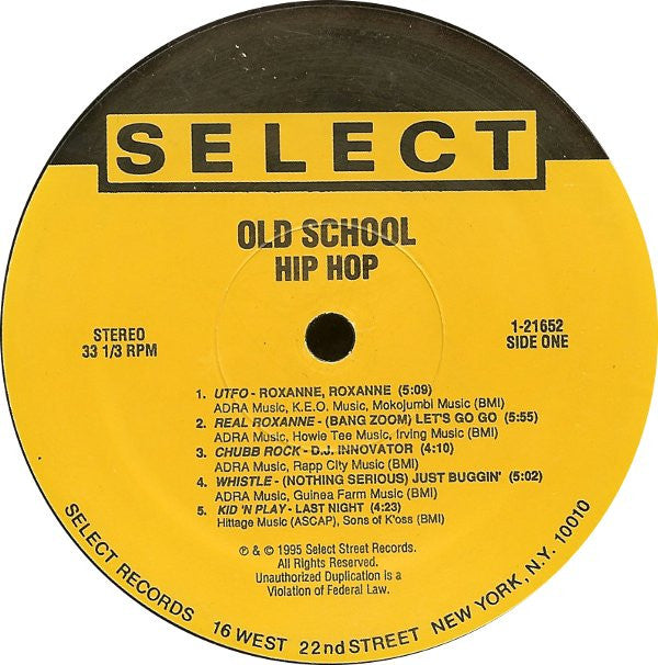 Various : Select Old School Hip Hop (LP, Comp)