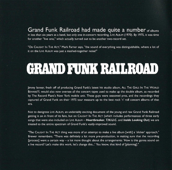 Grand Funk Railroad : Caught In The Act (CD, Album, RE, RM)