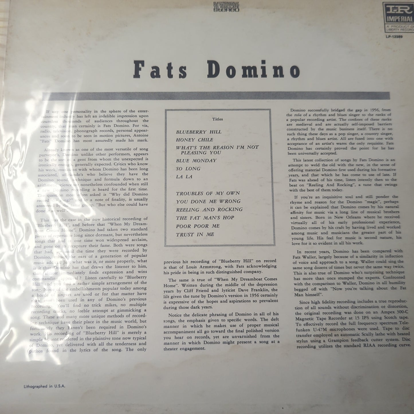 Fats Domino - This is Fats Domino! - 12" Vinyl LP