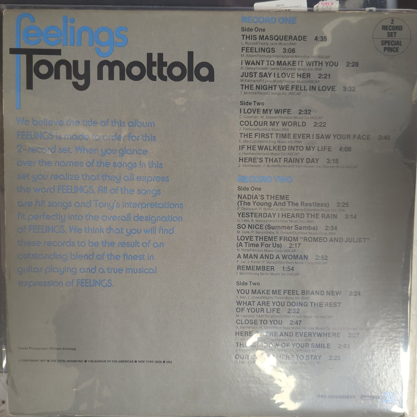 Tony Mottola - Feelings - 2x 12" Vinyl LP
