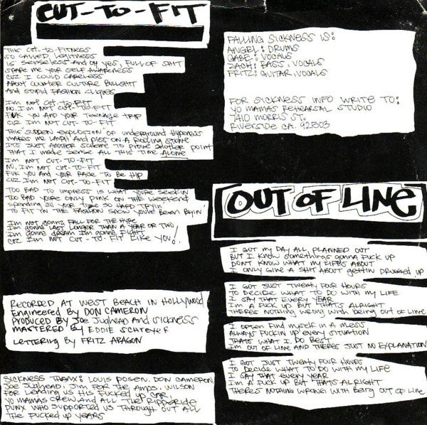 Falling Sickness / Nobodys : Falling Sickness / Nobodys (7", EP)
