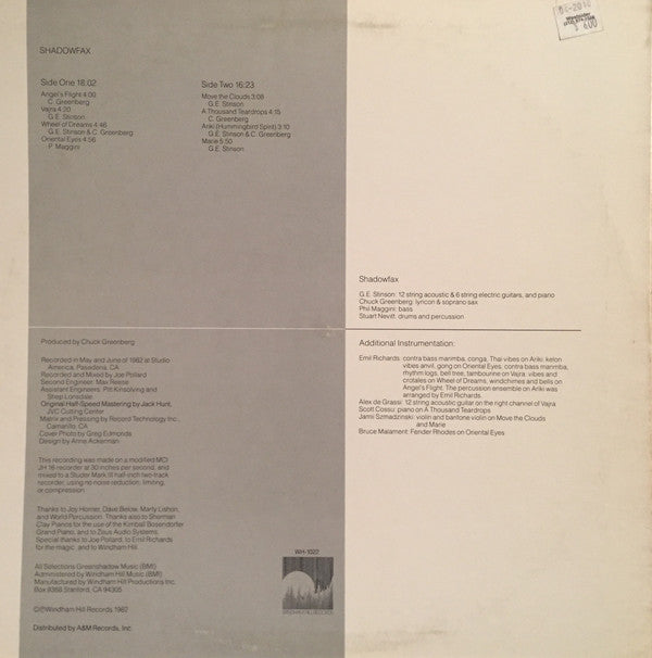 Shadowfax : Shadowfax (LP, Album, RE, EMW)