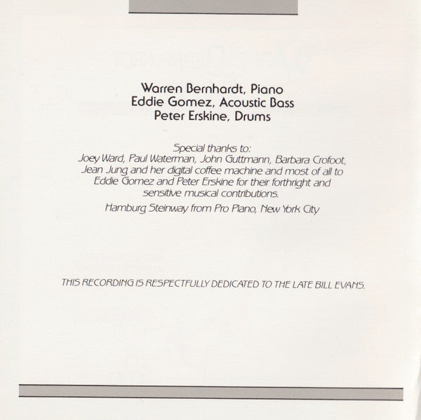 Warren Bernhardt Trio : Warren Bernhardt Trio (CD, Album)